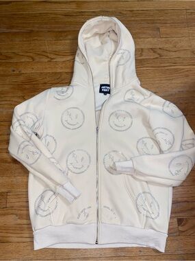 Retrovert Smiley Men’s Zip Up Hoodie size Medium